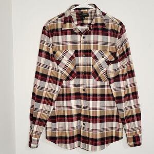 Banana Republic Men's 100% Cotton Red & Tan Flannel Button-Down Shirt. Size M